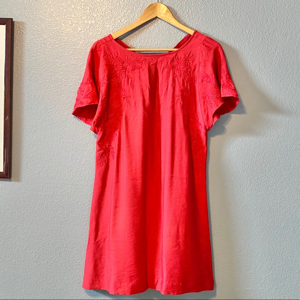 Loft Embroidered Flutter Sleeve Dress